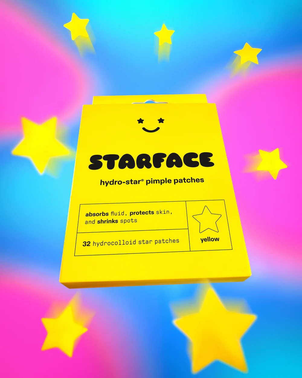 [現貨] Starface Pimple Patches 星星痘痘貼 - hydro-Star 黃色 紙盒裝32入